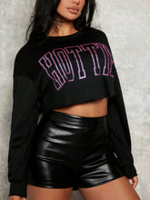 Load image into Gallery viewer, SXY Letter Graphic Drop Shoulder Crop Sweatshirt