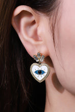 Load image into Gallery viewer, Evil Eye Heart-Shaped Drop Earrings
